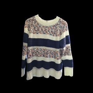 Maurices Navy Stripe Crew Neck Oversize Cable Knit Sweater